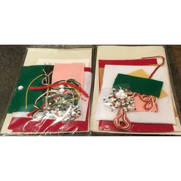 Design Works Felt Ornament Kit 5315 5317 Santa & Teddy Bear Sequins - Picture 2 of 2